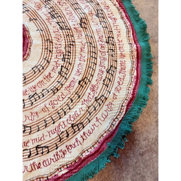 Fabric  Christmas Tree Skirt Hand Painted  It Came Upon A midnight Clear Vintage - Picture 7 of 13